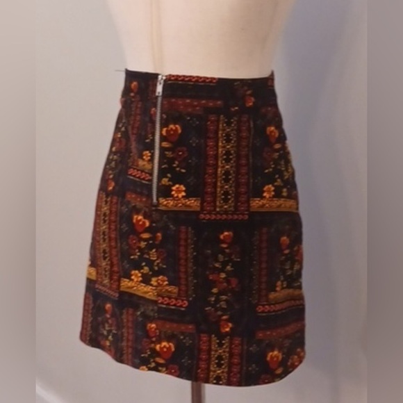 H&M Coachella Womens Patterned Velvet Mini Skirt Boho Festival Bohemian 6 - Picture 5 of 15